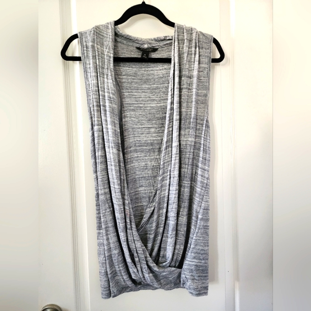 Banana Republic Gray Faux Wrap Snitty Top